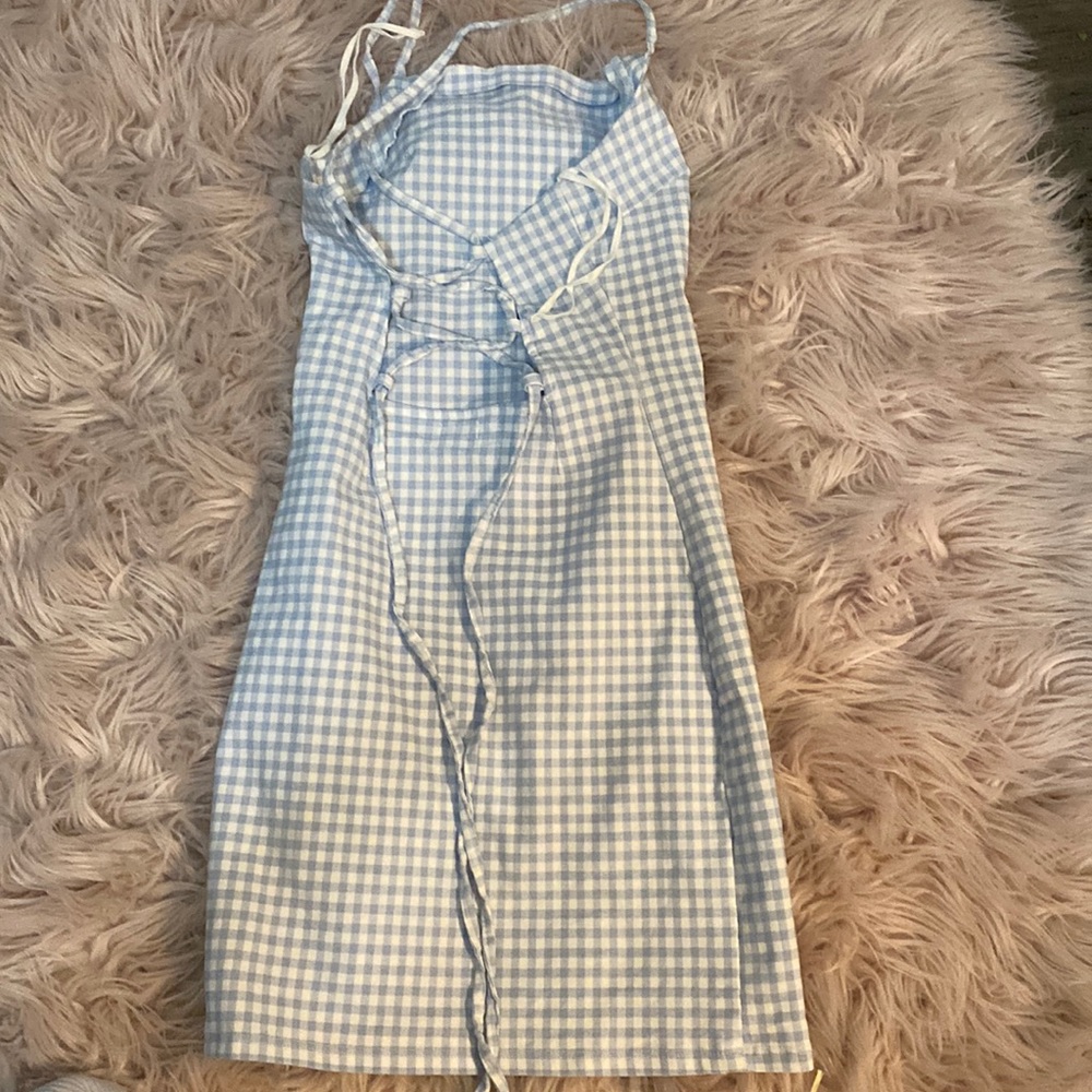 Checkered blue dress